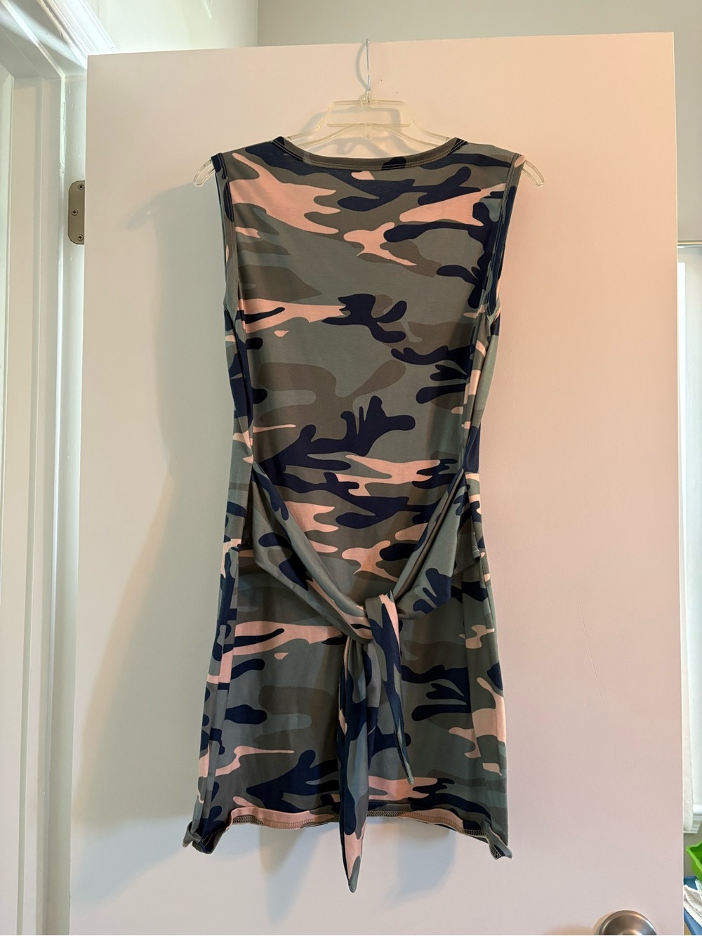 Camo Tie-Back Sleeveless Dress Tunic - Beige, Navy, Olive